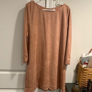 Suede dress with scalloped bottom